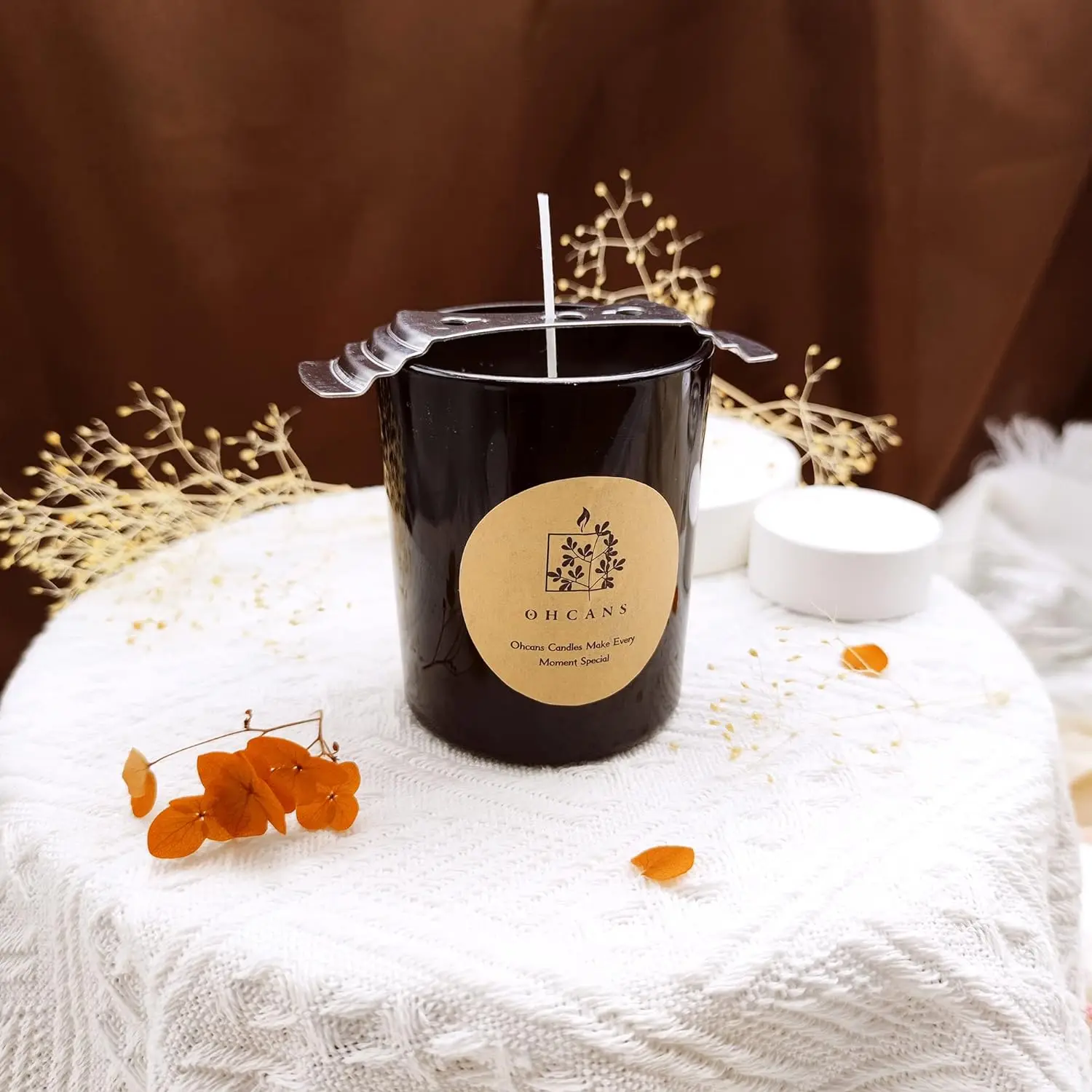 Amazo Hot Sell 8-20cm 100 Pcs Cotton Paraffin Wax Coated Candle Wicks with sticker and 2PCS Metal Wick Holders,TLX0013