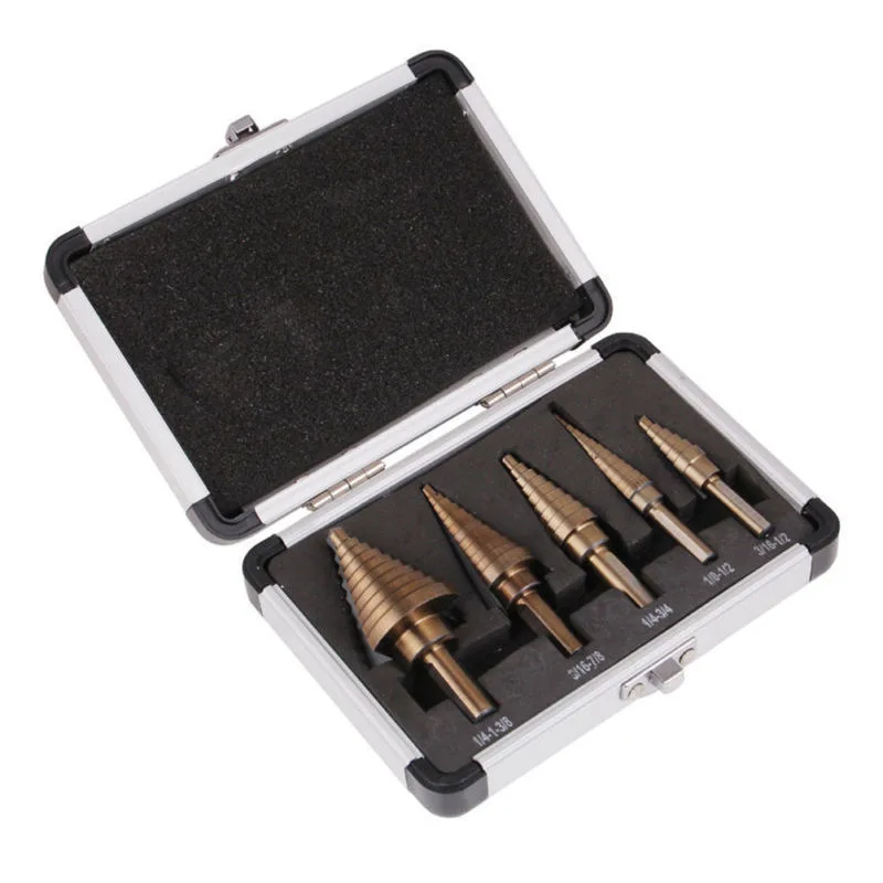 Factory High Quality B2C Hot Selling HSS 5PCS Step Drills Set Broca Escalonada