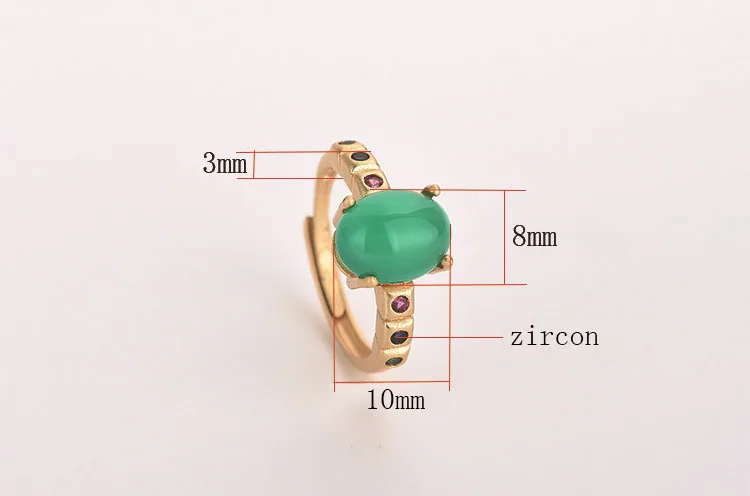 RN1038 natural stone jade band ring sand gold plated green jade ring for women