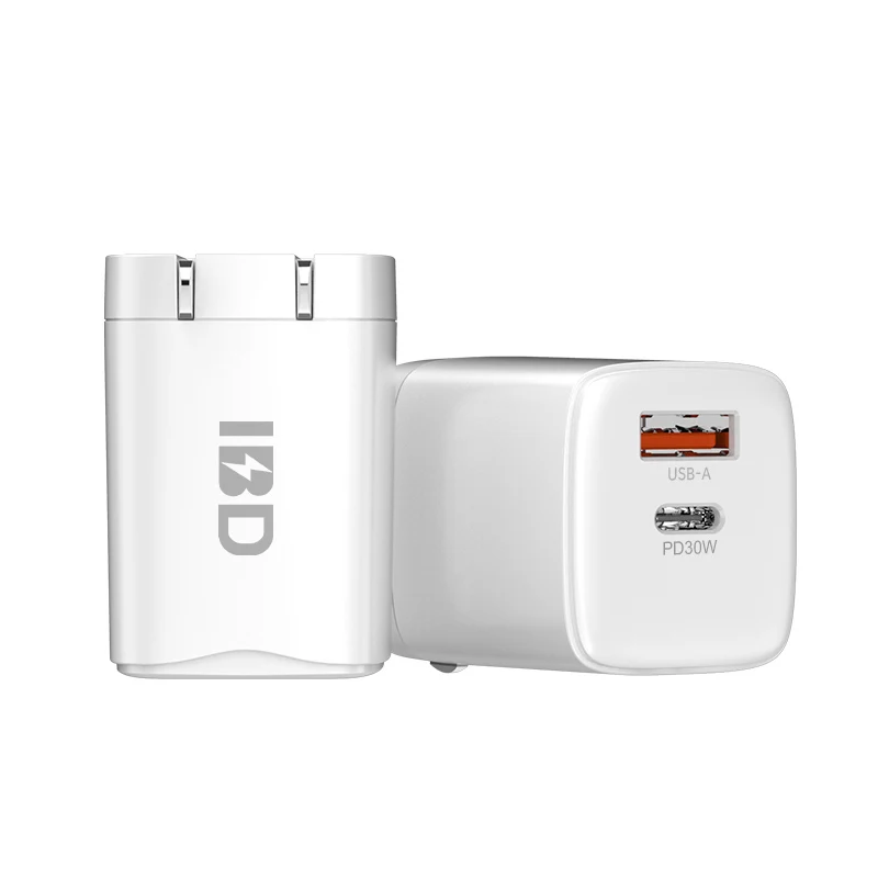 New Products 2021 Unique PD 30W Charger With USB C Type C 30W QC3.0 30W Dual USB GaN Charger Adapter For Mobile Phone Charging