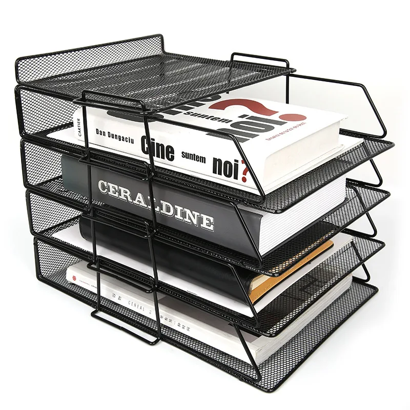 Amazon best selling multifunctional pen office supplies mesh metal clear file desk organizer