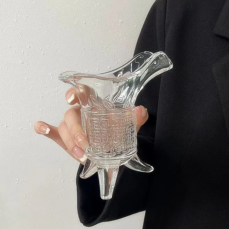 Fancy martini shape long ball stem colored shot glass from China factory