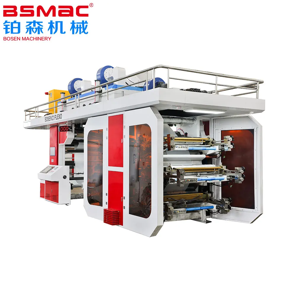 CE Certificate 6 colour BOPP PE Plastic Film Roll Bag CI Central Drum Type Flexo Printing Machine