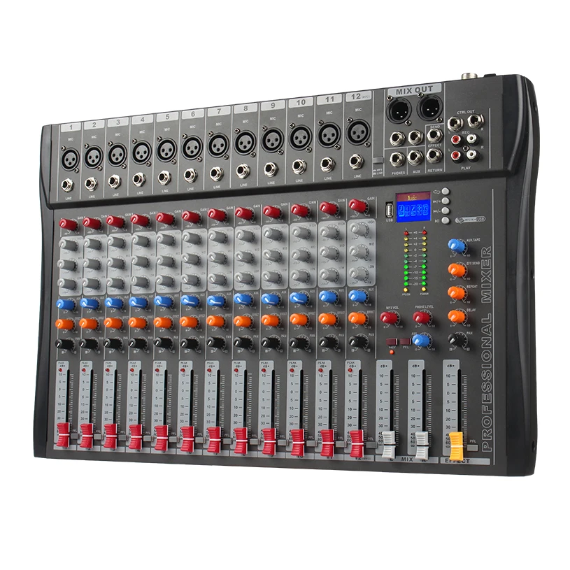 Оптовый пользовательский цифровой профессиональный аудио микшер 12 каналов с Bluetooth и эффектами DSP