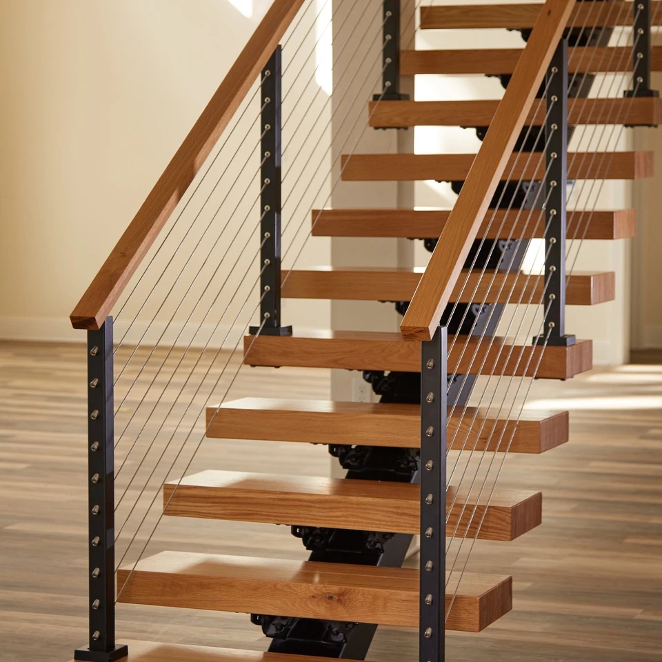 Modern Straight Staircase House Apartment Remodeling Indoor Wooden