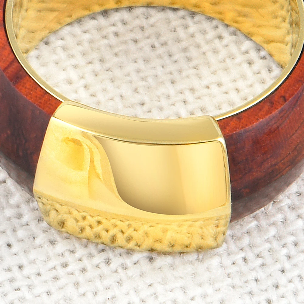CC Jewelry Vintage Wedding Promise Rings For Women Chunky Pure Copper Brass With Wooden Red Ebony Rings