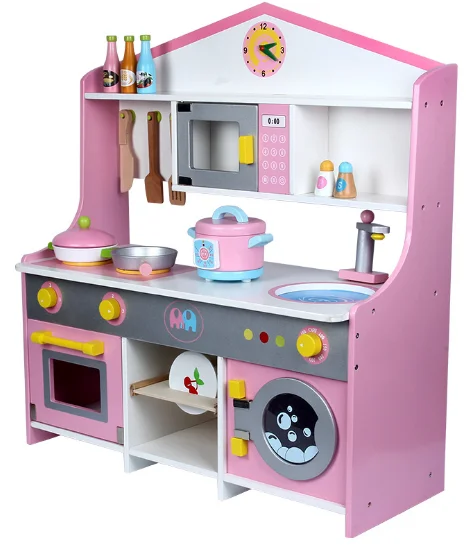 
Big Pink Cooking Kitchen Set Toys For Kids Pretend Play Wooden Toys Kitchen 