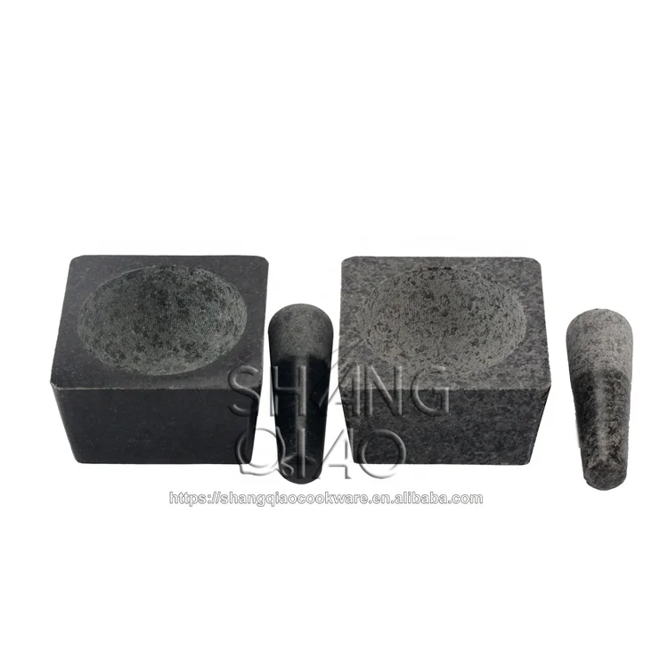 
Polished Surface Square Mortar and Pestle Set Granite 