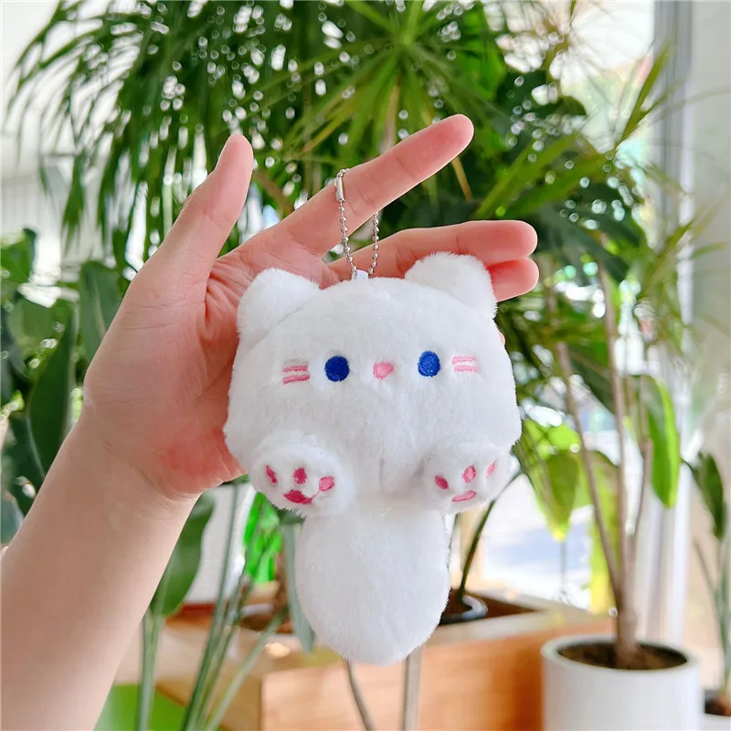Cute BBS Casual Cat Doll Plush Pendant Cotton Key Chain Bag Pendant with Sound Squeak Cartoon Inspired Design