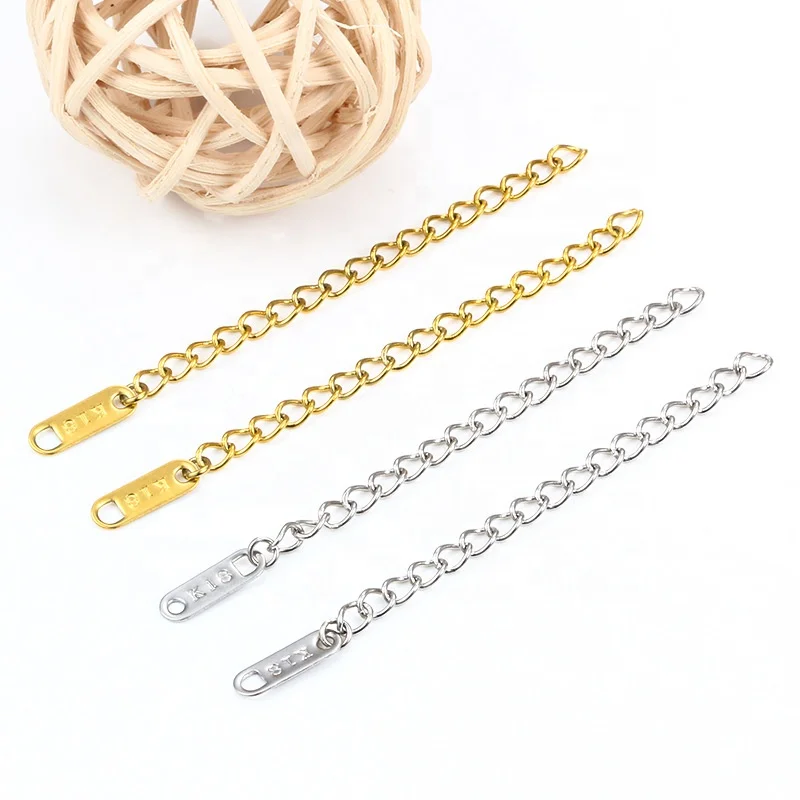 Stainless Steel Extension Chain  5cm 2 inches White Gold 18K 14k Gold Plated Necklace Chain Tail End Extender