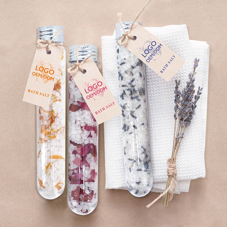 Custom Spa Salt Relax Body Care Epson spa lavender bath salt containers glass