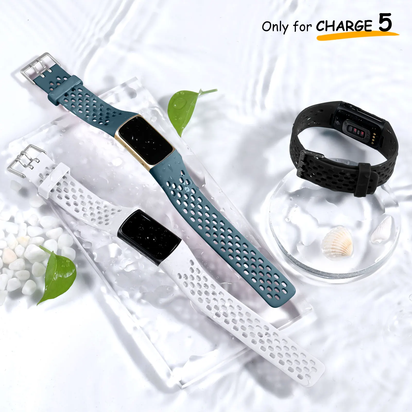 New arrival Breathable Wrist Band Silicone Sport Waterproof Watch Band For Rubber Watch Strap Fitbit Charge 5