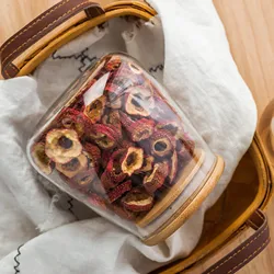 Hensin Wholesale Clear Bottle Decorative Cheap Empty Small Honey Candy Bamboo Lid High Borosilicate Glass Jar With Lid