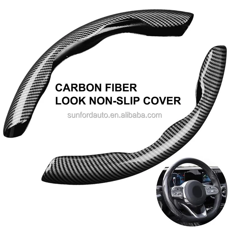 Separated Half Carbon Fiber Car Steering Wheel Cover Non-Slip Steering Cover Protector Anti Dust Washable Interior Accessories