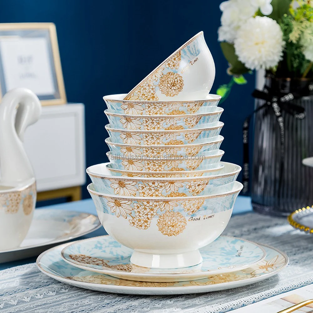 custom modern luxury glaze ceramic porcelain plates bowls sets dinnerware tableware