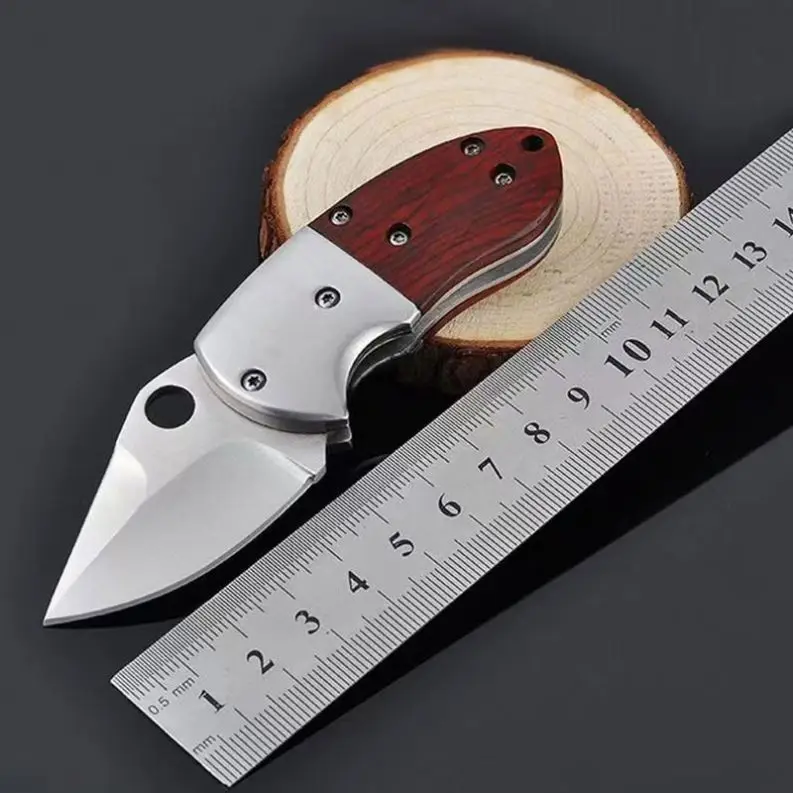 Factory Direct Safe Mini Fruit Knife Outdoor Small Pocket Fat Knife With Wood Handle