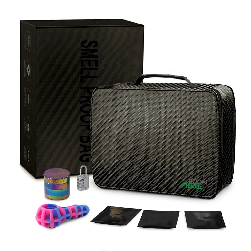 Mergeboon custom smoking stash bag smell proof with combination lock smell proof bag