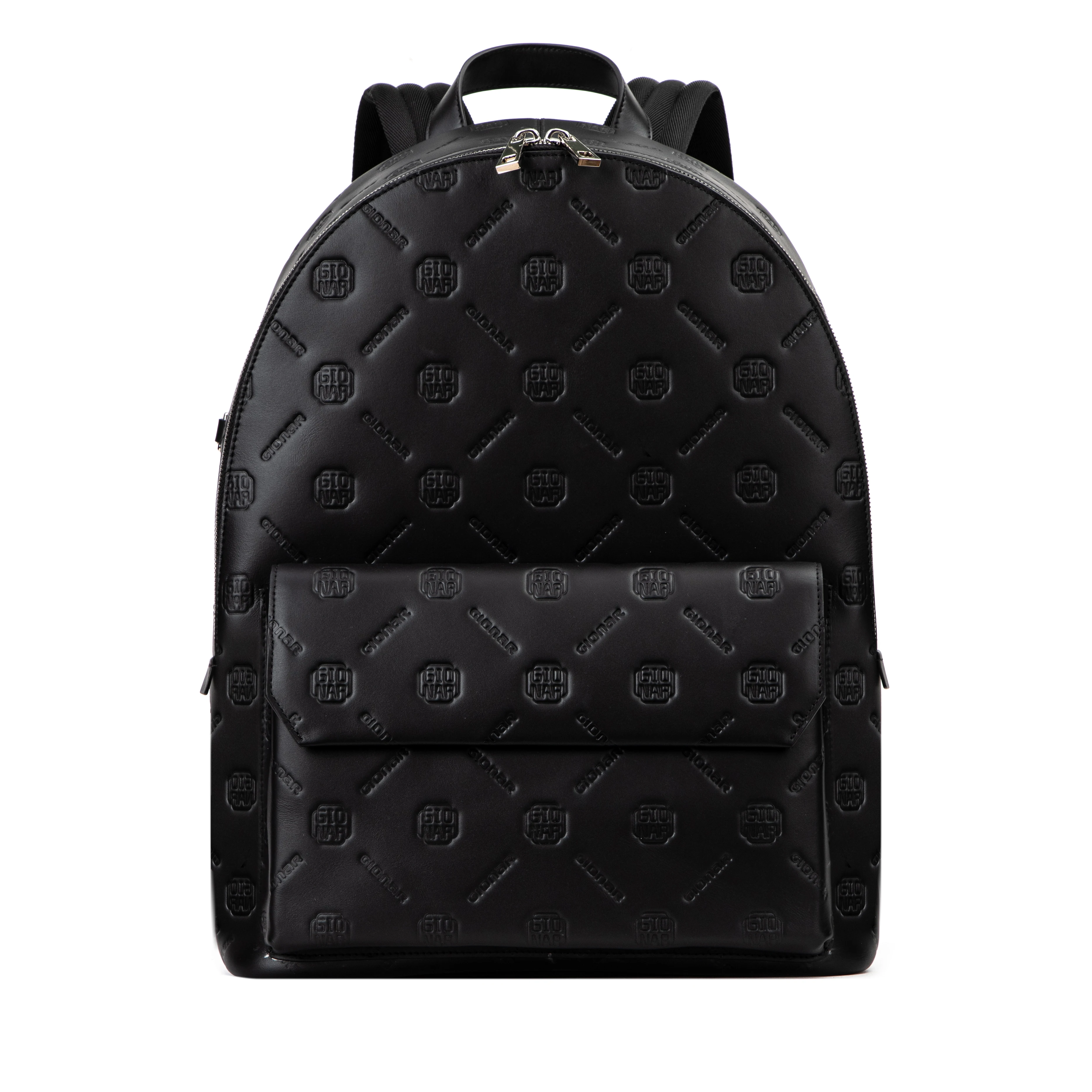 Fashion High Quality Vegan Leather Backpack For Women  Customized Black Unisex PU Monogram Embossed Logo Backpack Bag