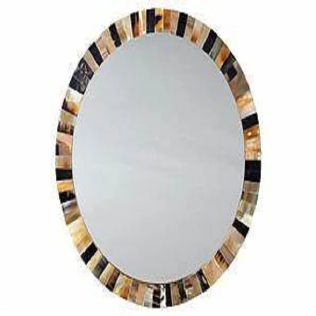 Индийская круглая зеркальная рамка ручной работы из быстрого рога для дома гостиницы ресторана настенное декоративное зеркало