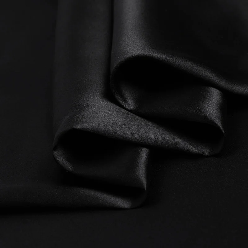 19mm silk charmeuse 114cm wide NO.03 black color for dress, sleepwear, pajamas, shirts, pillowcases
