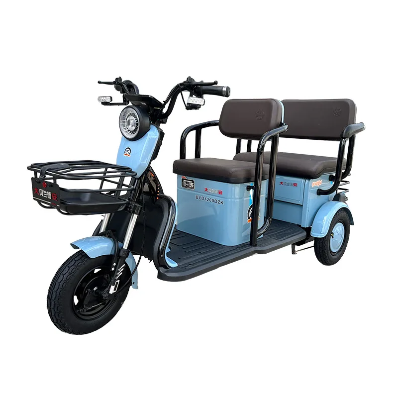 Rickshaw Электрический трехколесный велосипед 2 сиденья дальнего действия