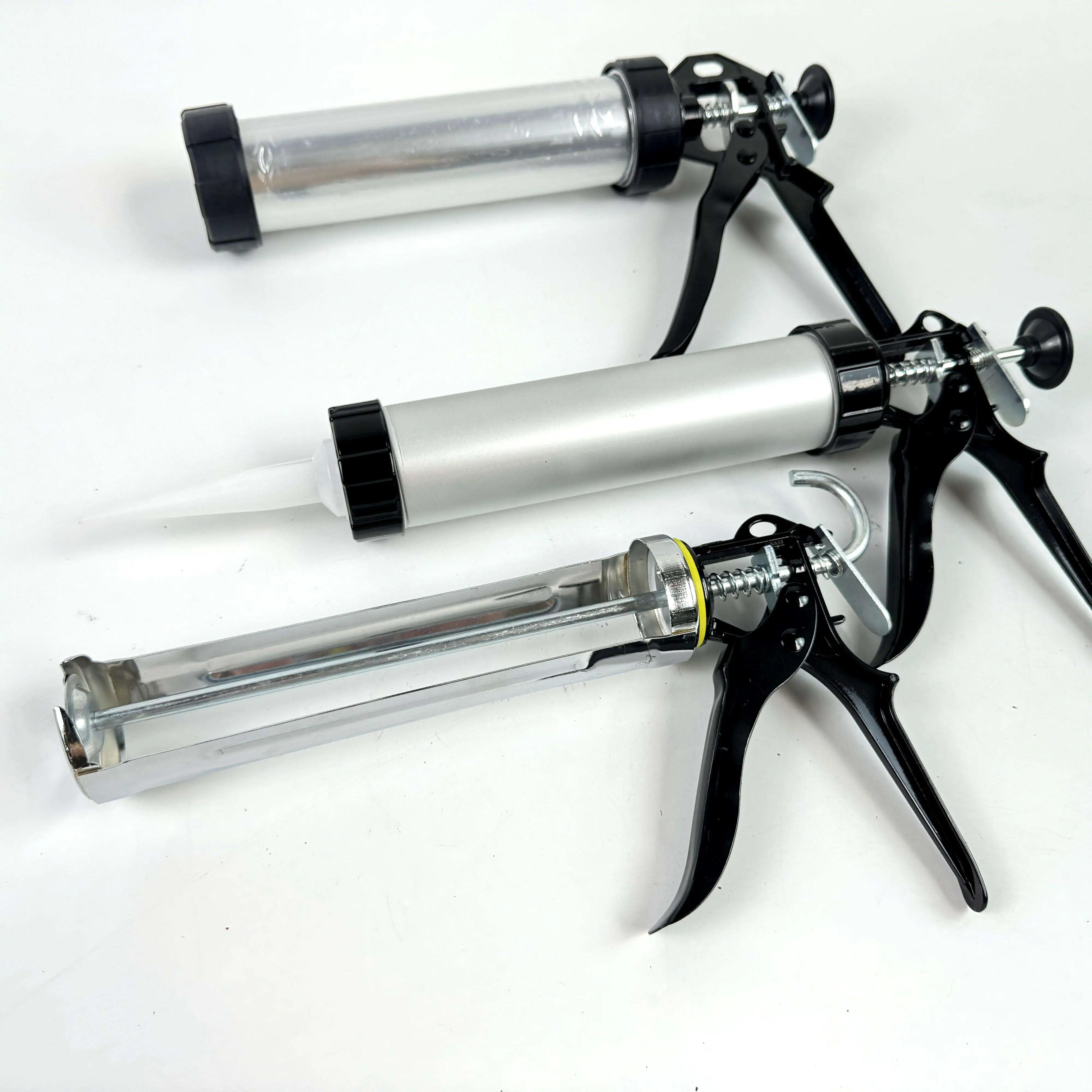 JC-106 Manual PNEU Gun Silicone Sealant Cylinder Industrial DIY Construction Caulking Gun Aluminum Barrel Steel OEM Customizable