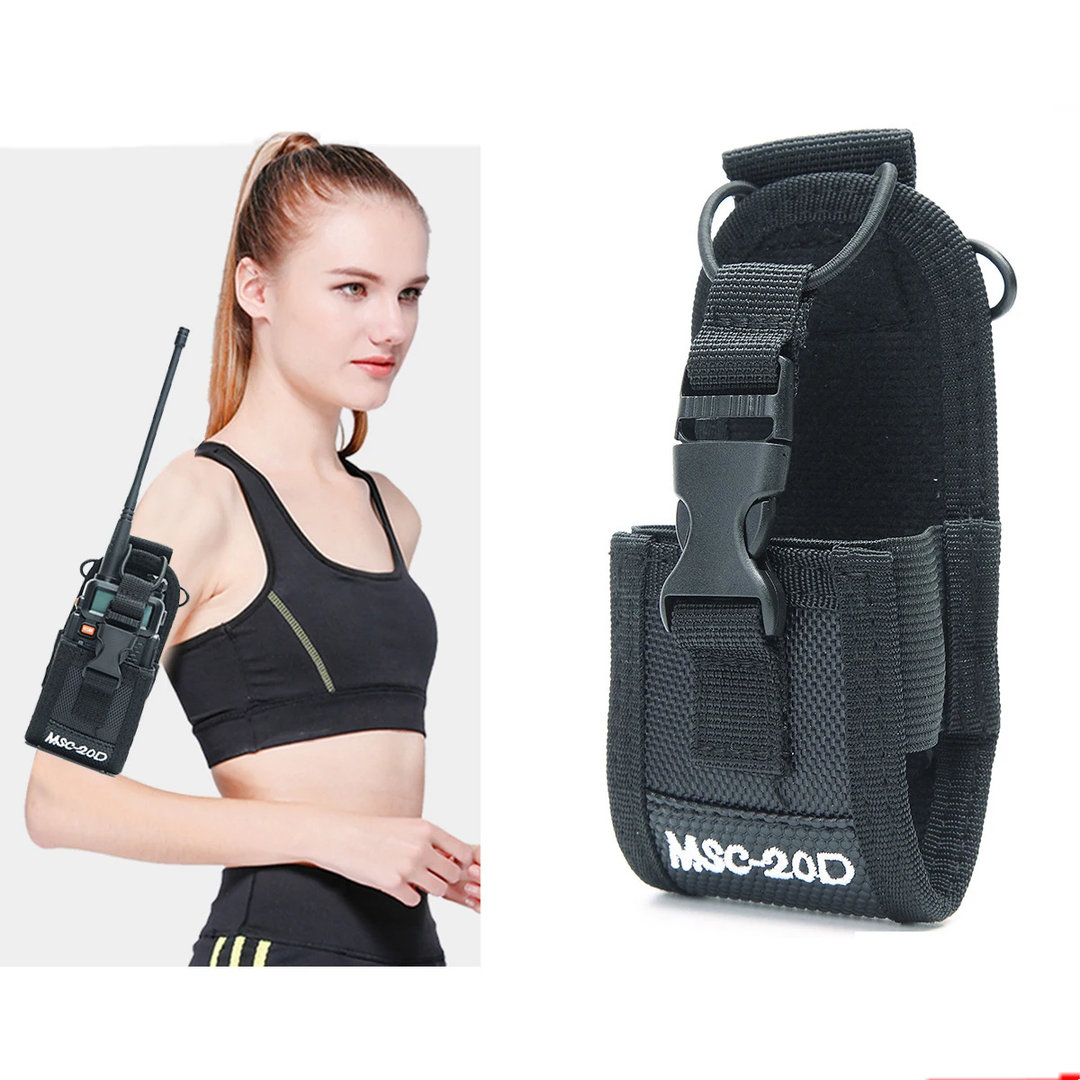MSC-20D Radio Case Holder for Baofeng UV3R+Plus Puxing Walkie Talkie Two way Radio Nylon Lightweight Arm Bag with Armband Pouch