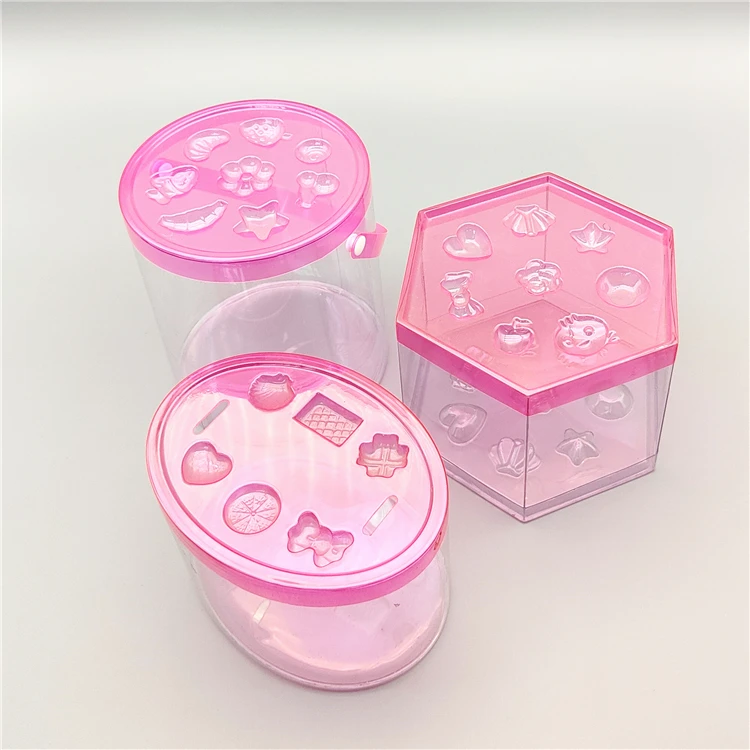 Custom Plastic Cylinder Tube With Lids Packaging Box Clear PVC Toy Coin Hexagon Cylinder