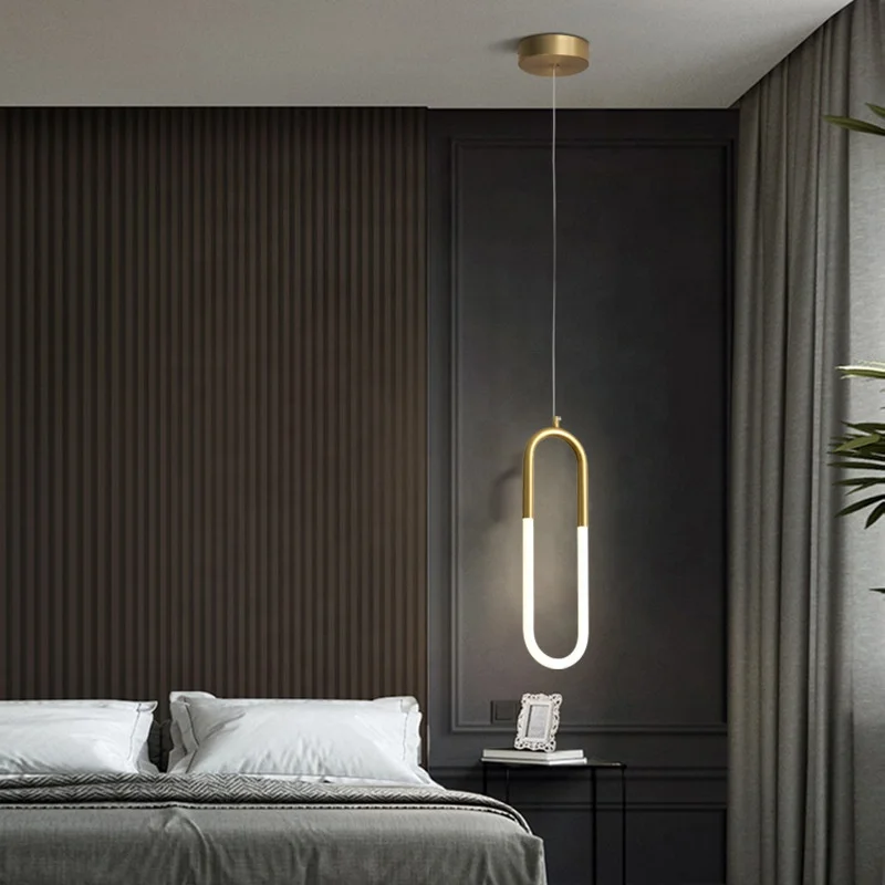 Nordic U Shape Led Lamp Modern Gold Pendant Light Bedroom Dining Room Bar Pendant Light Chandelier