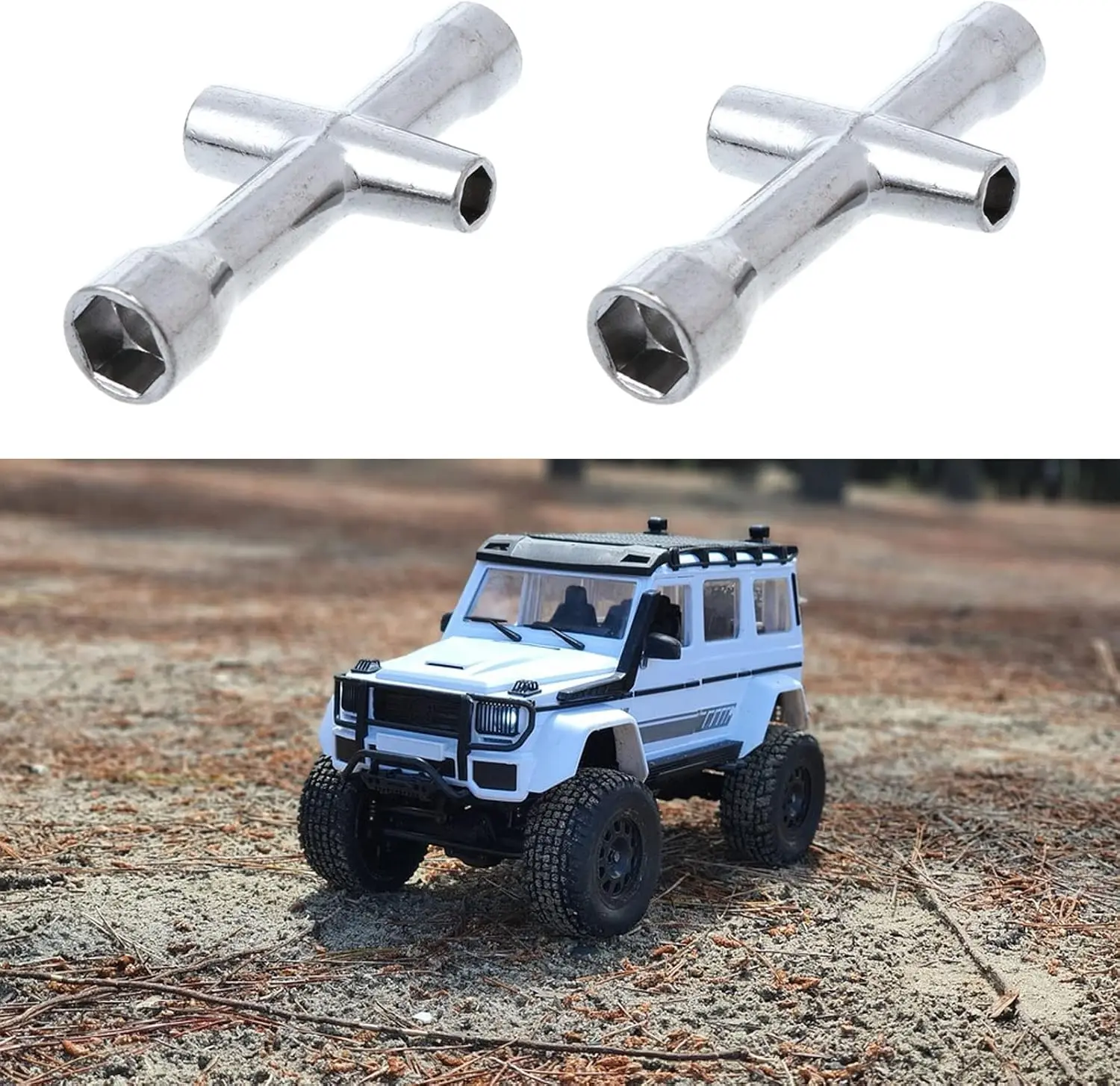 CISIVIS 4-Piece Adjustable Steel Wheel Wrench Set Chrome Finish CRV Screw Nut Wrenches for RC Model Car Truck Mini Spanner