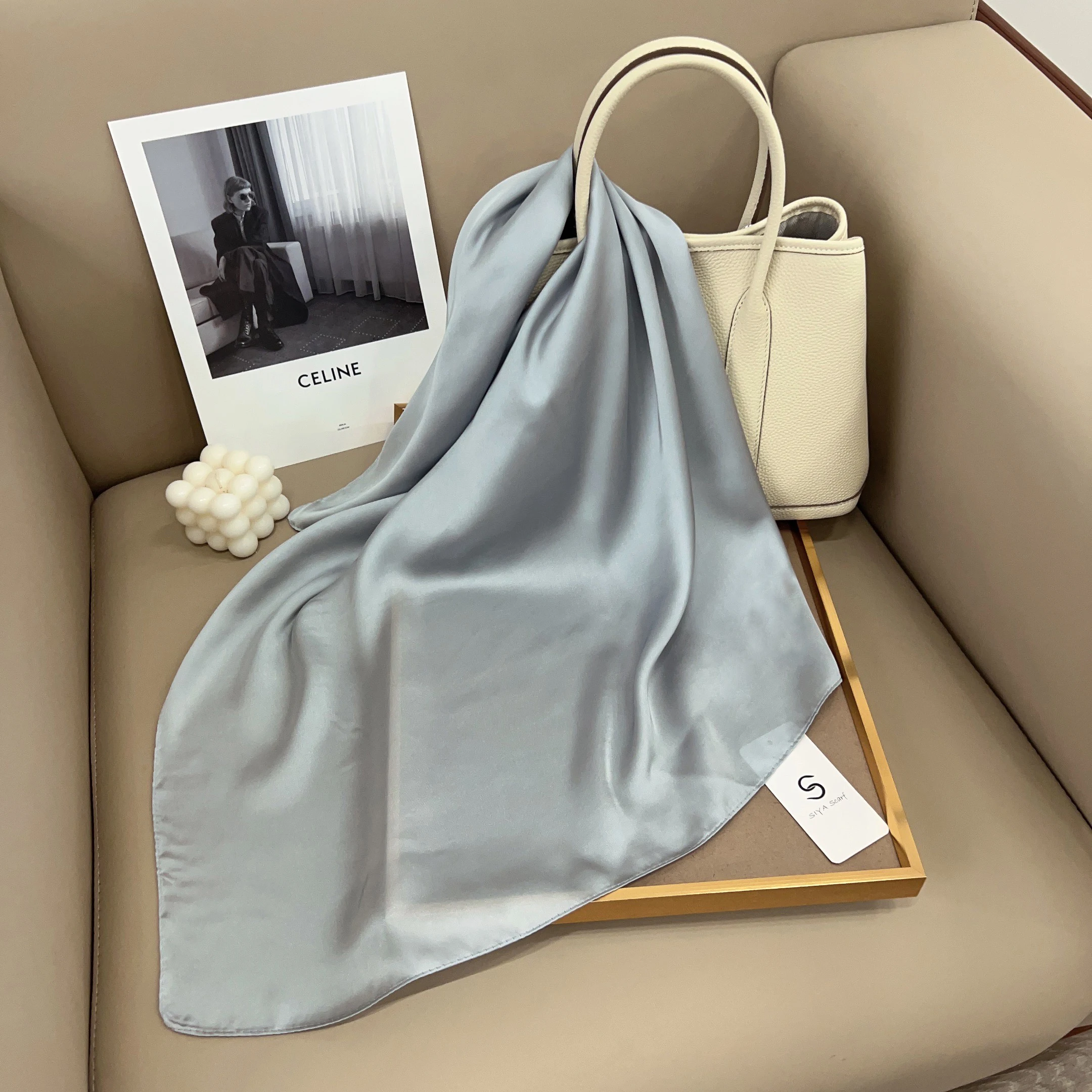 Wholesale Square Silk Scarf for Women 70x70 Woman 50D Satin Scarves Solid Color Neck Scarfs