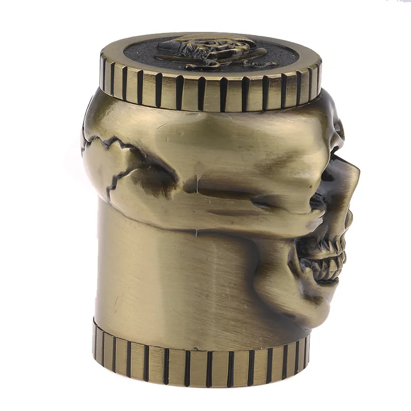 Factory direct 2021 new metallic manual tobacco shredder new cigarette grinder skeleton head full metallic cigarette grinder