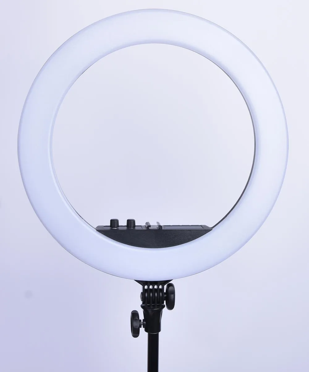 RL-18II двухцветная 18-дюймовый светодиодный кольцевой светильник с подставкой 55W 3200-5600K с регулируемой яркостью света с подставкой, держатель для телефона и сумка для переноски для живых