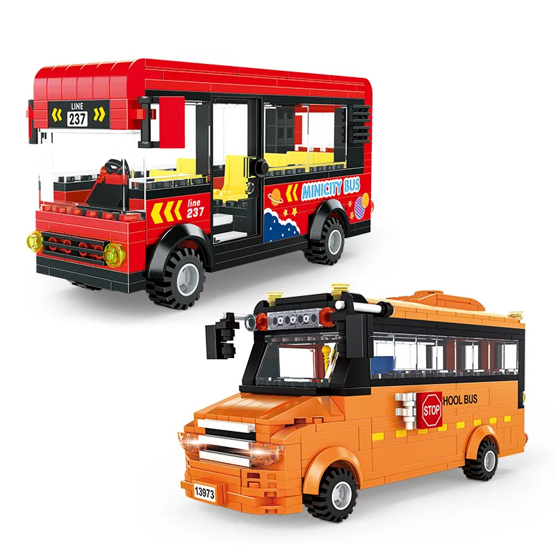 3973 Transportation Series Creative Plastic Build Block Double-decker Bus School Sightseeing Bus Building Toys For Kid Gift