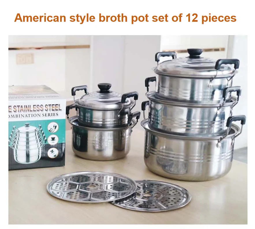 Promotional Item Pot,Commercial Cookware Set Cooking Pot with Lid,16-18-20-22-24cm set pot hot selling model with steamed slices