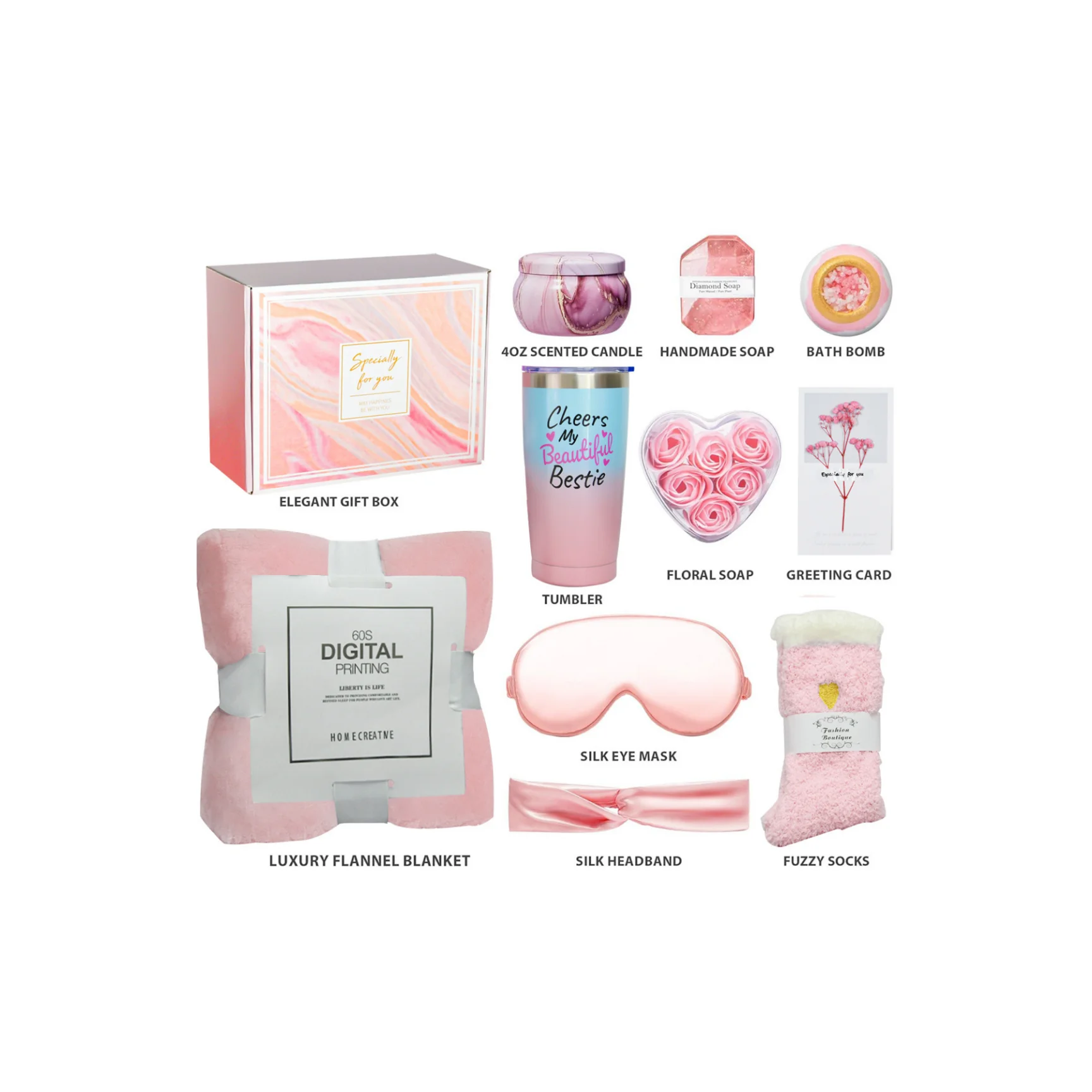 Relaxing Spa Bath Birthday Gift Coffee Mug Feel Better Care Package Socks Tumbler Mask Candle Basket For Mom Sisters Friends