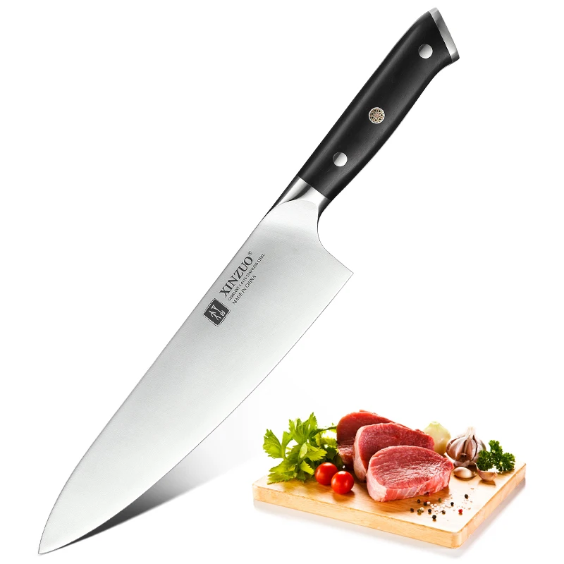 Custom Full tang German Stainless Steel Chef Knife High Quality Ebony Wood Sharp Kitchen Knives