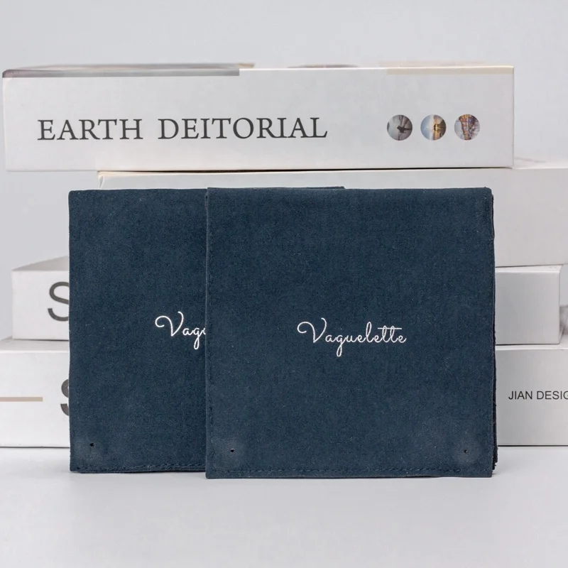 Wholesale Two Sided Suede Jewelry Pouch Velvet Necklace Bracelet Jewelry Bag with Custom Logo