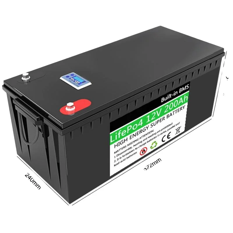 12V LiFePO4 200Ah LiFePO4 battery with built-in BMS for solar power system RV camper off-road solar battery