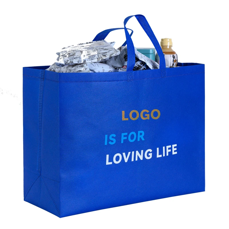 Free Sample Eco Custom Logo Printed Reusable Non Woven Fabric Carry Tote Bag Heavy Duty Grocery Shopping Bags
