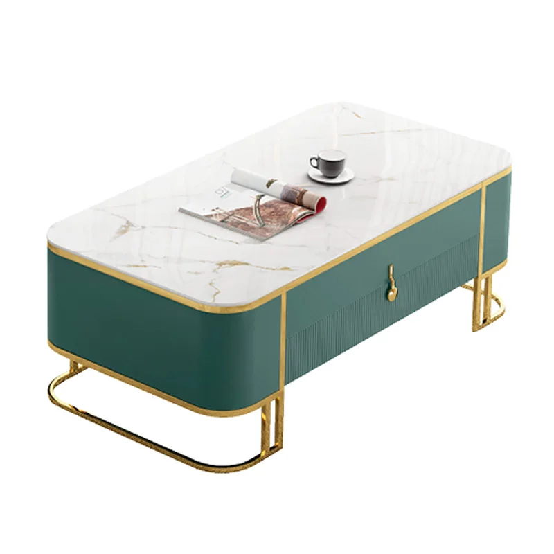 Wholesale Modern Round Marble High-end Rectangular Stainless Steel Coffee Table