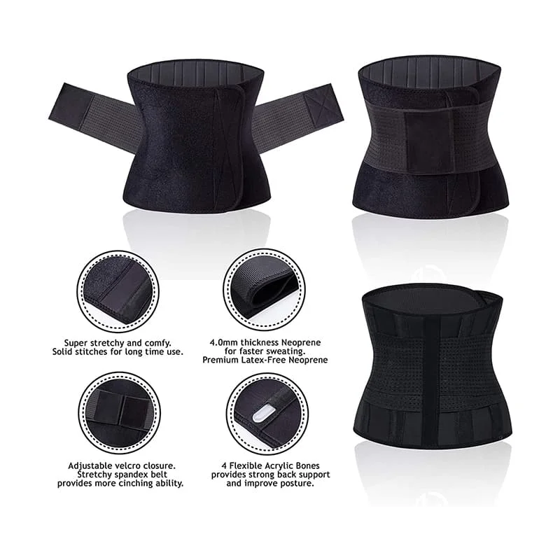 Private Label Waist Trimmer Belt Adjustable Men Gym Slimming Sweat Belt for Training Shaper Black Waterproof Summer XXL Winter