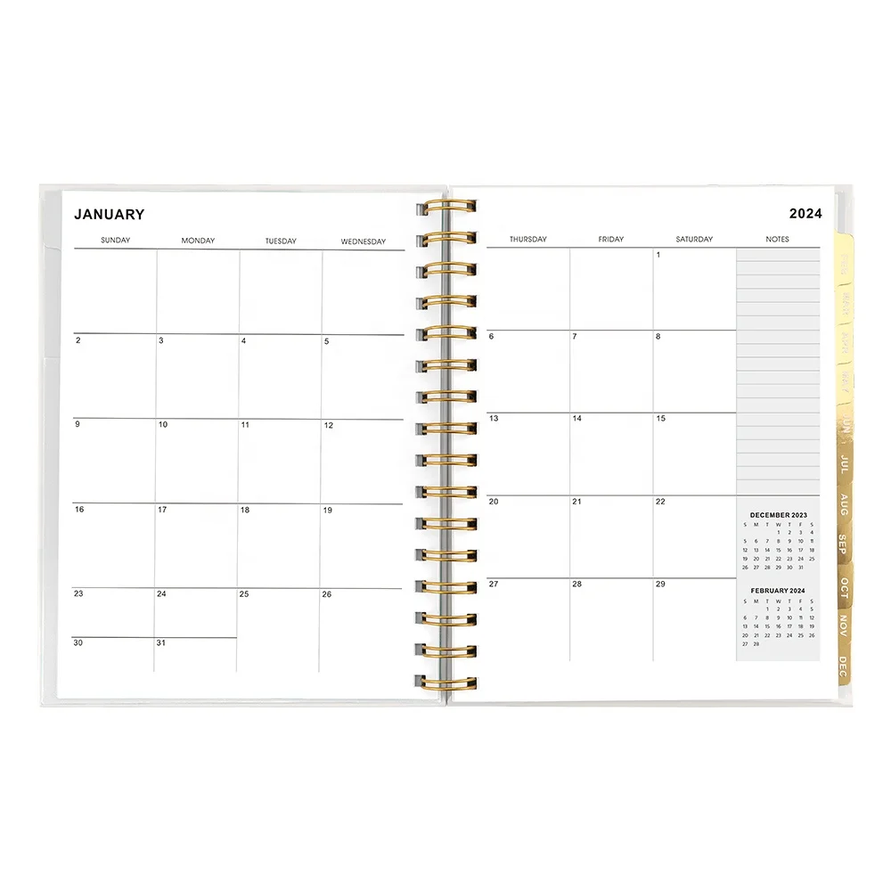Custom Printing Logo Stationary A5 Spiral Journal Notebooks and 2024 Monthly Weekly Agenda Planners with Box Gift Set