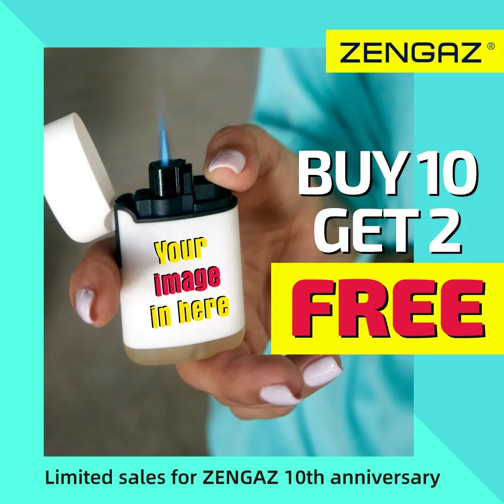 ZENGAZ MODEL SELECTION Free Shipping Custom Logo Refillable Gas Jet Flame Lighters For Cigar and Cigarette Smoking