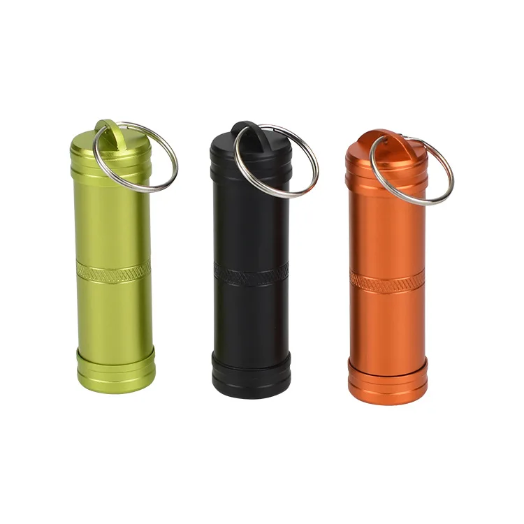 -JKYP-005 Aluminum Metal Waterproof Capsule Seal Matches Cigarette Travel Keychain Pill Container