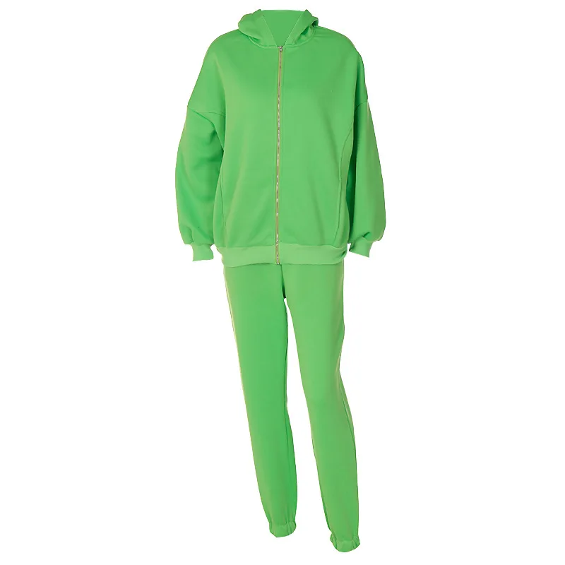 Wholesale Manufacturer Apparel Ladies Two Pieces Set Long Sleeve Cropped Top Hoodie Women Plain Tracksuit jogging suit set