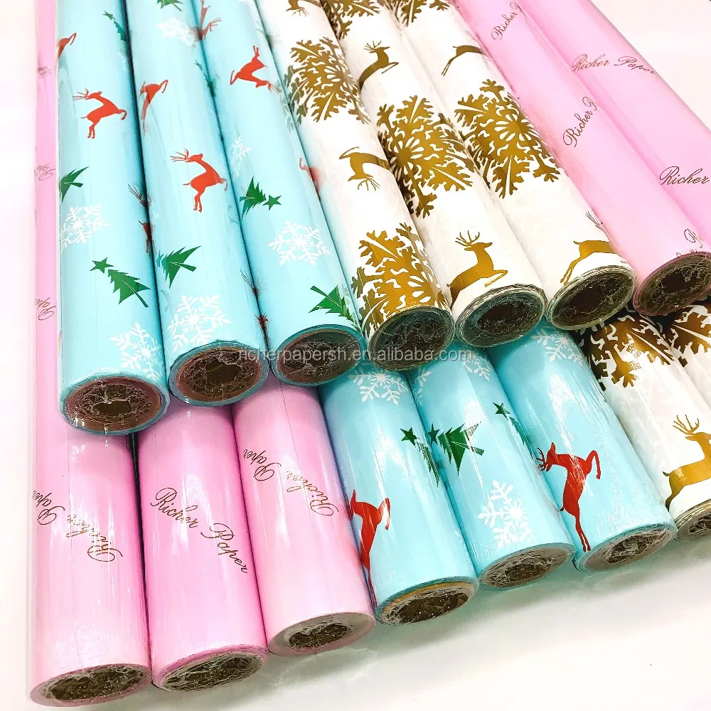 
80gsm coated Custom printed Gift wrapping Paper roll for gift packing 