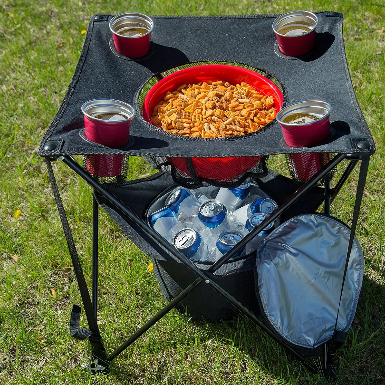 Folding Table with Cooler Built-in  Portable Camping Table  Ultralight Compact with Carry Bag for Outdoor Beach  BBQ Picnic Cook