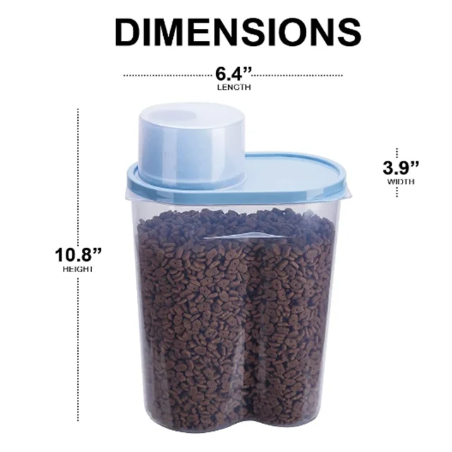 Pet Food Storage Container with Measuring Cup Pour Spout for Small Dog Cat Bird Turtle Waterproof Storage
