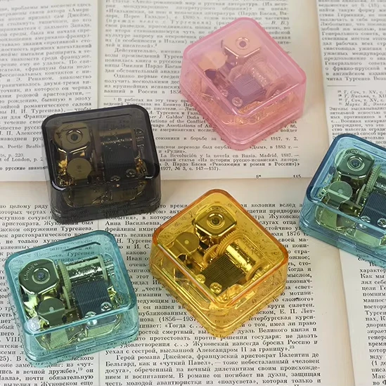 Ever Bright Factory Printing Acrylic Transparent Mini Music Box With Gold-Plated Sankyo Music Mechanism For Birthday Gifts